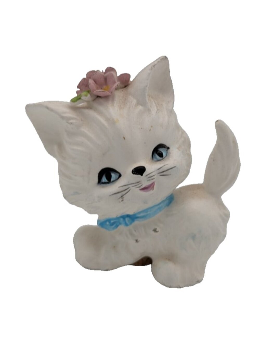 Vintage Lefton White Kitten Cat Ceramic Salt Shaker only - Japan - as is
